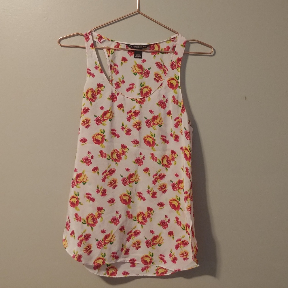 Victoria's Secret XS Floral & White Tank Top